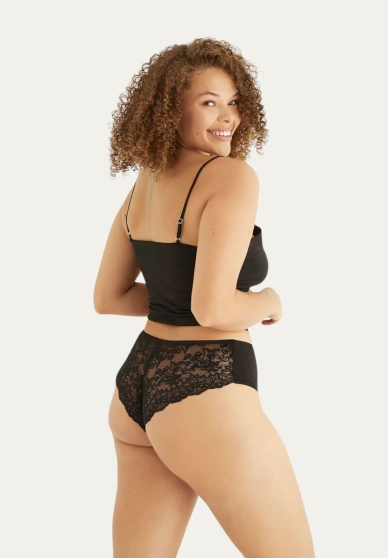 Brazil Slip με δαντέλα ψηλοκάβαλα Sexen Elsa Black 5 Tεμ.