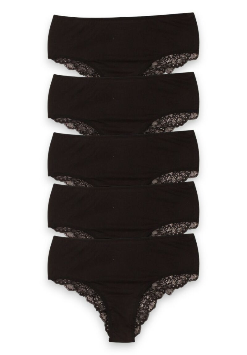 Brazil Slip με δαντέλα ψηλοκάβαλα Sexen Elsa Black 5 Tεμ.