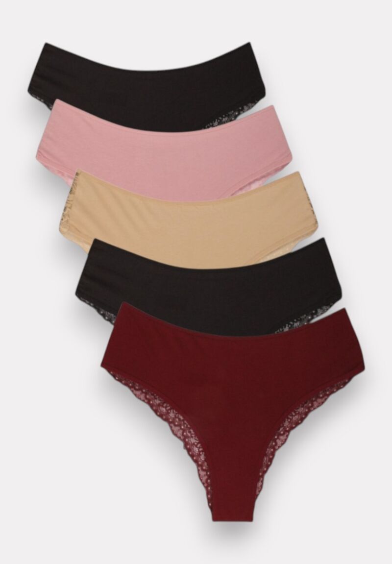 Brazil Slip με δαντέλα ψηλοκάβαλα Sexen Elsa Colors 5 Tεμ.