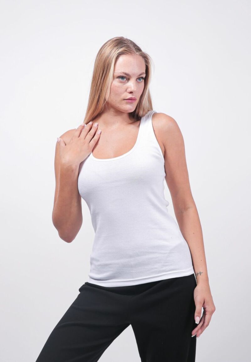 Φανελάκι Γυναικείο Τιράντα με Σατέν Ρέλι Eleana Λευκό