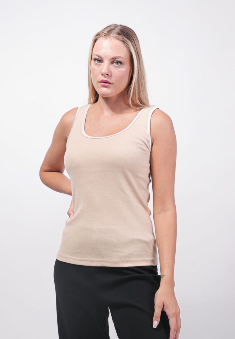 Φανελάκι Γυναικείο Τιράντα με Σατέν Ρέλι Eleana Μπεζ