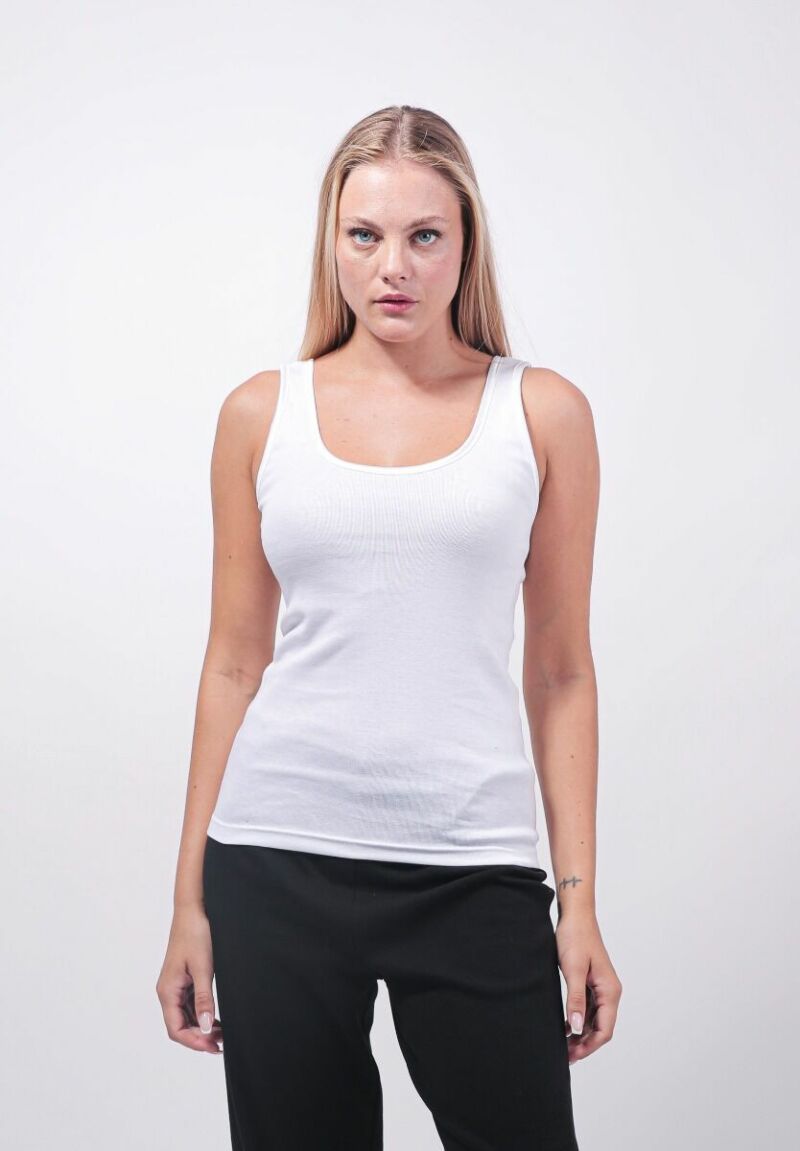 Φανελάκι Γυναικείο Τιράντα με Σατέν Ρέλι Eleana Λευκό