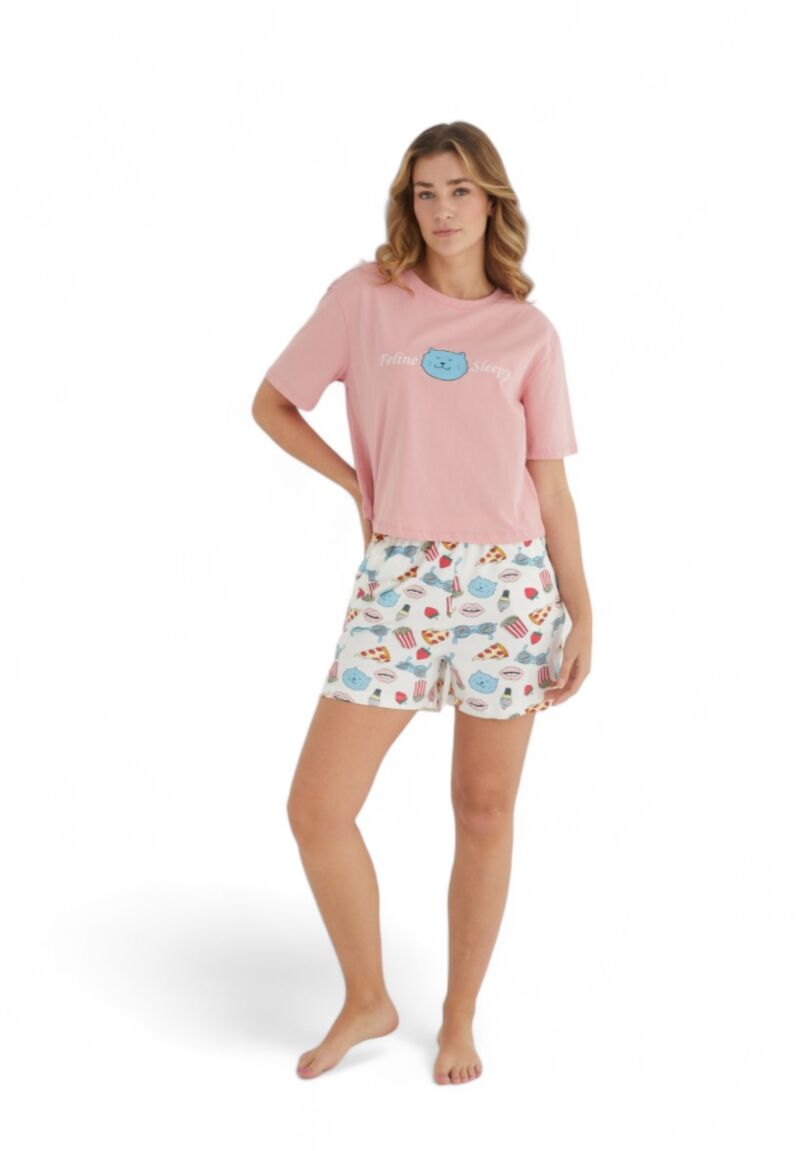 Πιτζάμα γυναικεία με σορτσάκι Ipektenim Pizza & Fun
