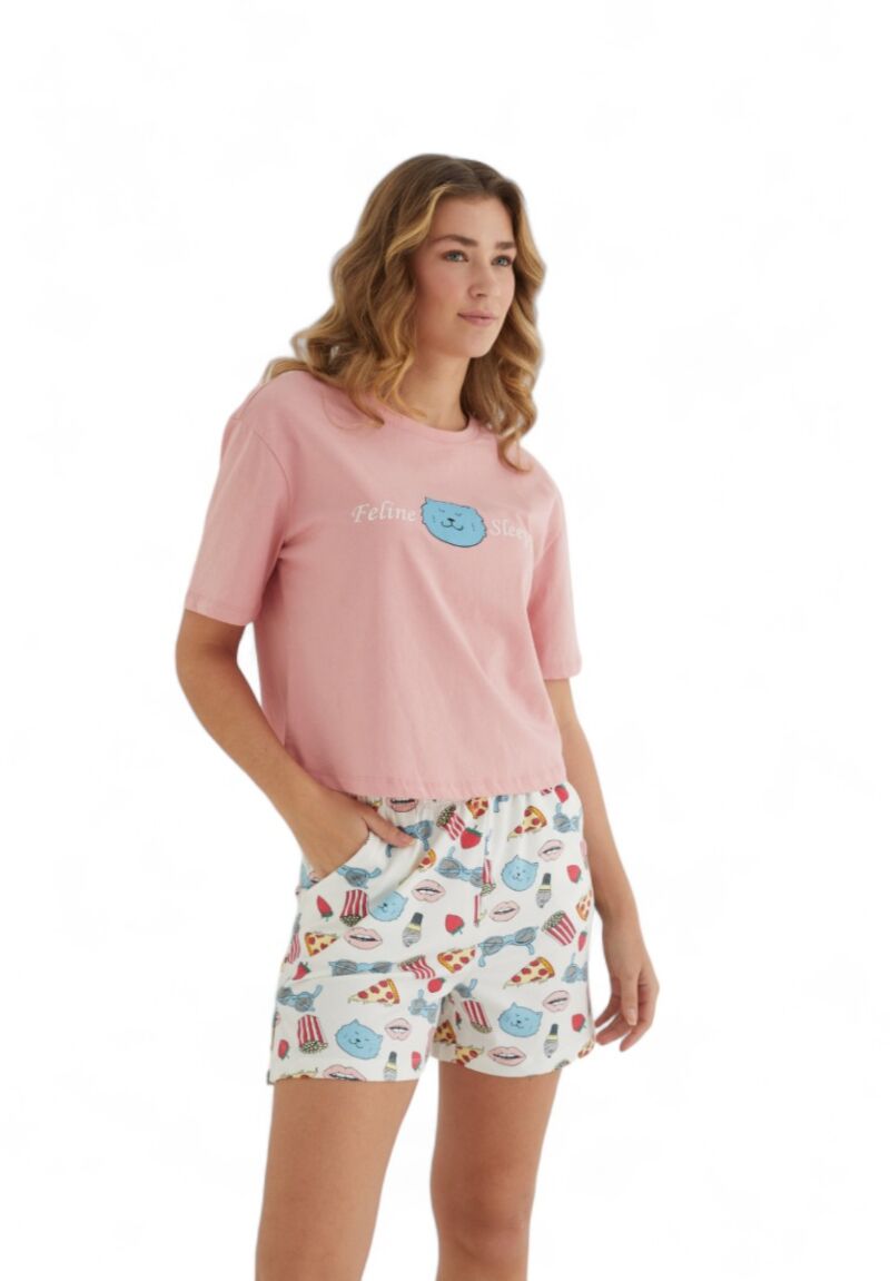 Πιτζάμα γυναικεία με σορτσάκι Ipektenim Pizza & Fun
