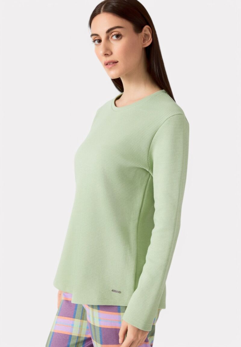 Πιτζάμα Γυναικεία Minerva Color Play Waffle Καρό Βεραμαν