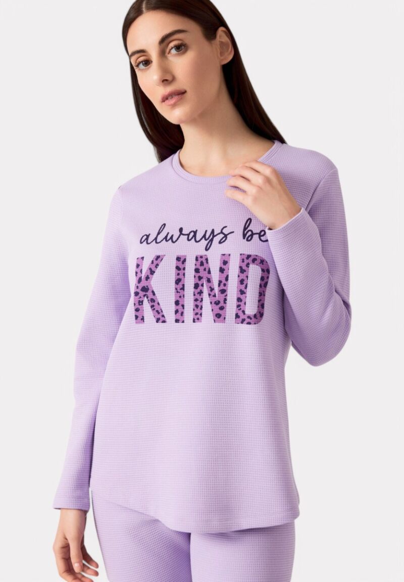 Πιτζάμα Γυναικεία Minerva Color Play Waffle Kind Λεβάντα