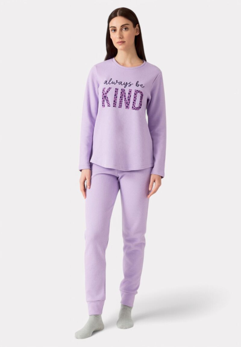 Πιτζάμα Γυναικεία Minerva Color Play Waffle Kind Λεβάντα