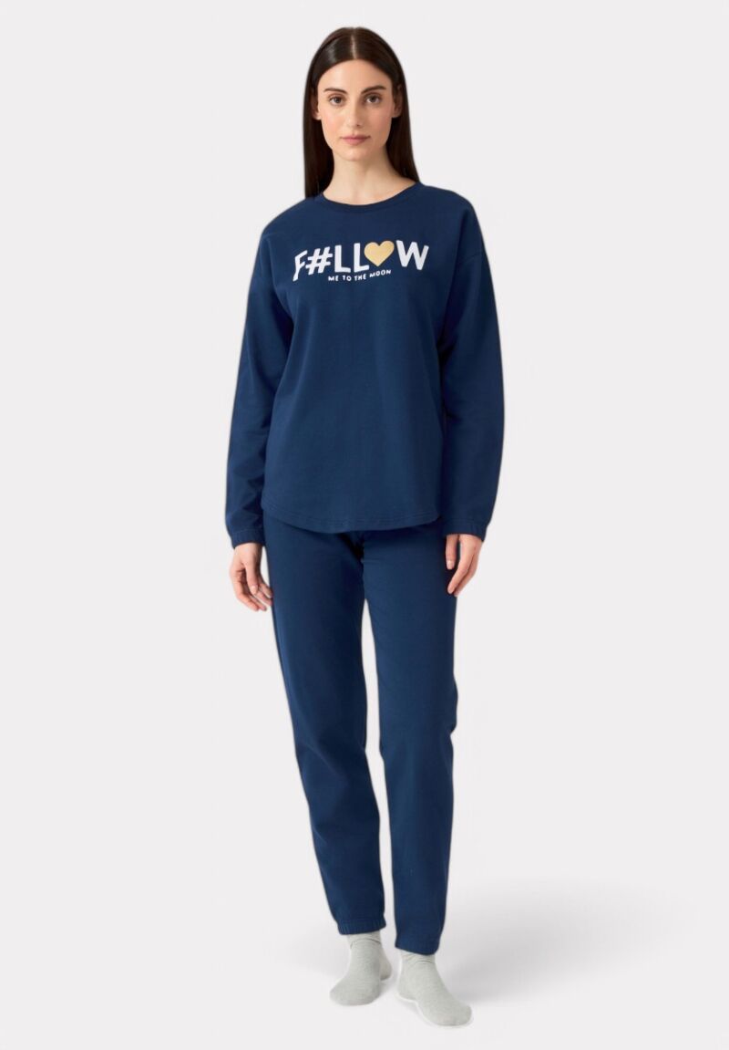 Πιτζάμα Γυναικεία Minerva Folloe Me Φούτερ Marin