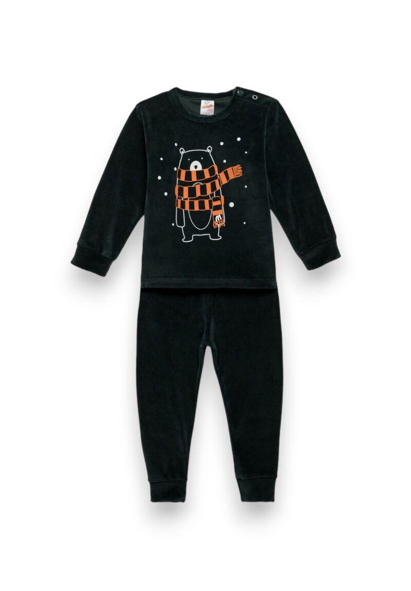 Πιτζάμα παιδική βελουτέ Frozen Bear Minerva Dark Green
