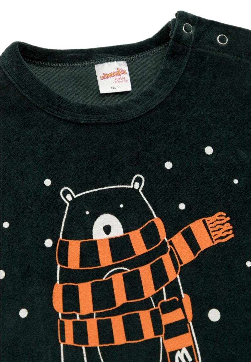 Πιτζάμα παιδική βελουτέ Frozen Bear Minerva Dark Green