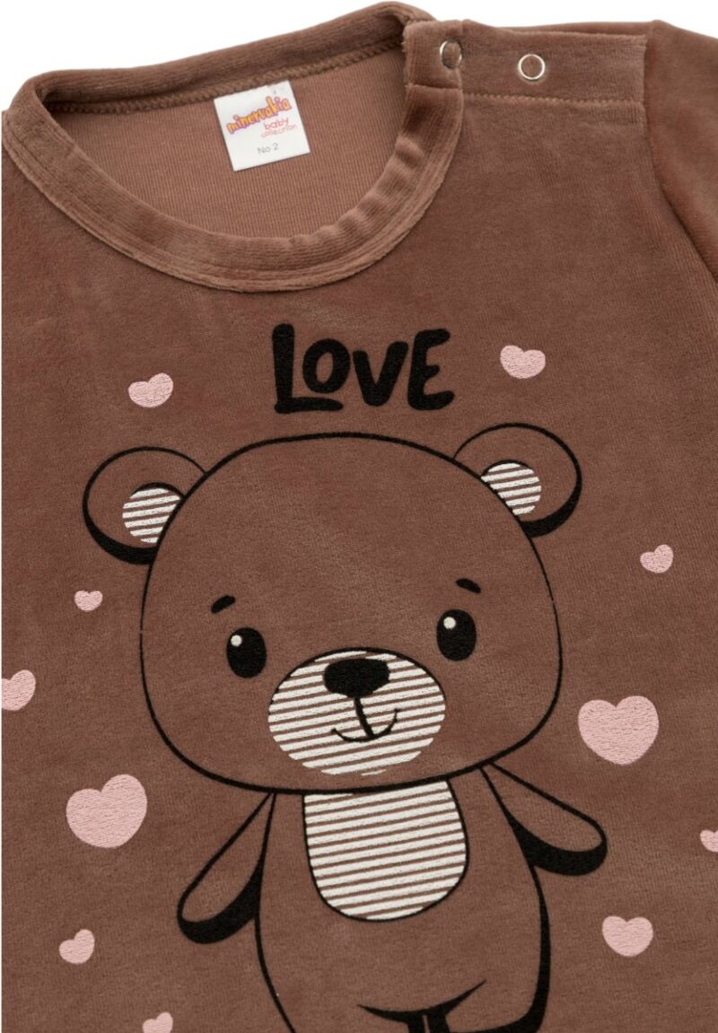 Πιτζάμα βρεφική βελούδινη Good Night Minerva Moca