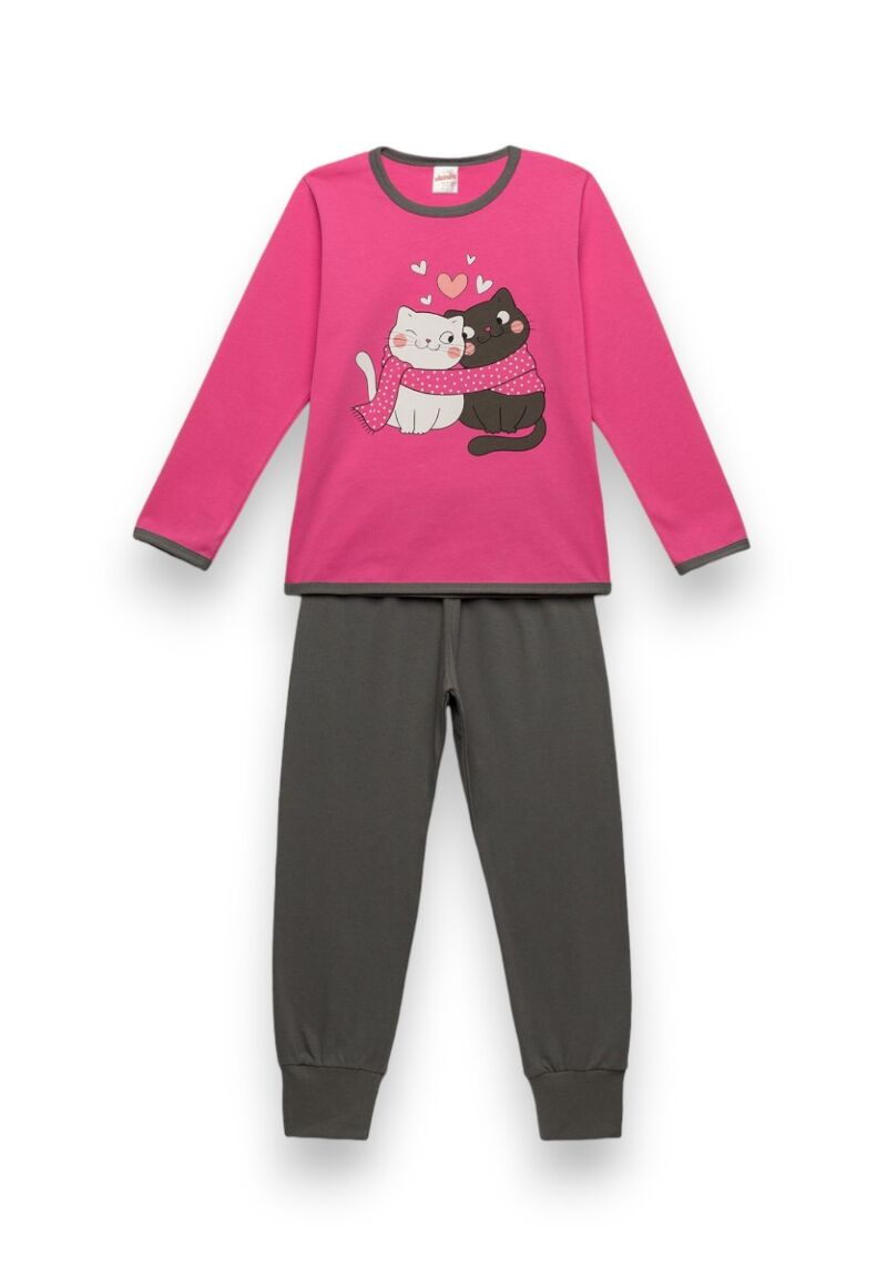 Πιτζάμα παιδική Sweet Cats Fuchsia Minerva