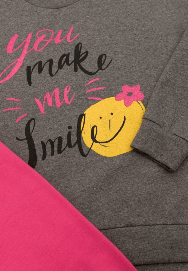Πιτζάμα παιδική φούτερ Smile Minerva Anthracite