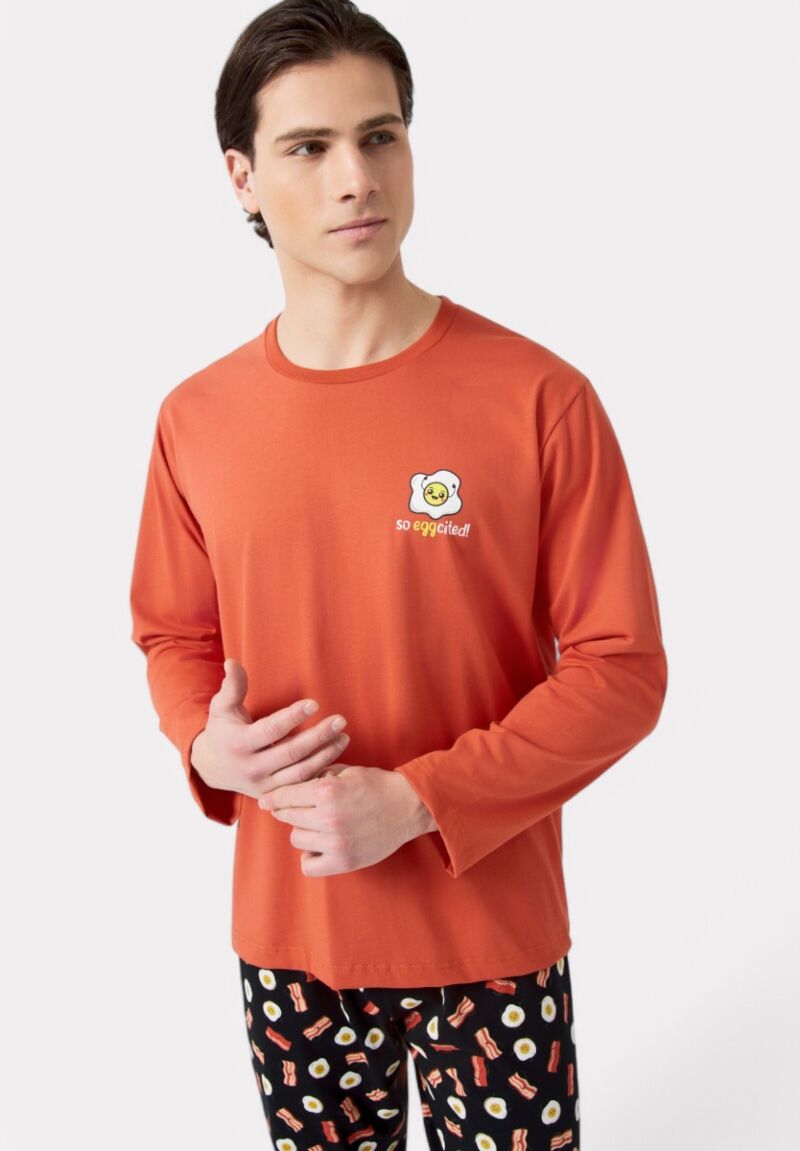 Πιτζάμα Ανδρική Bαμβακερή Minerva Egg-cited Chili Pepper