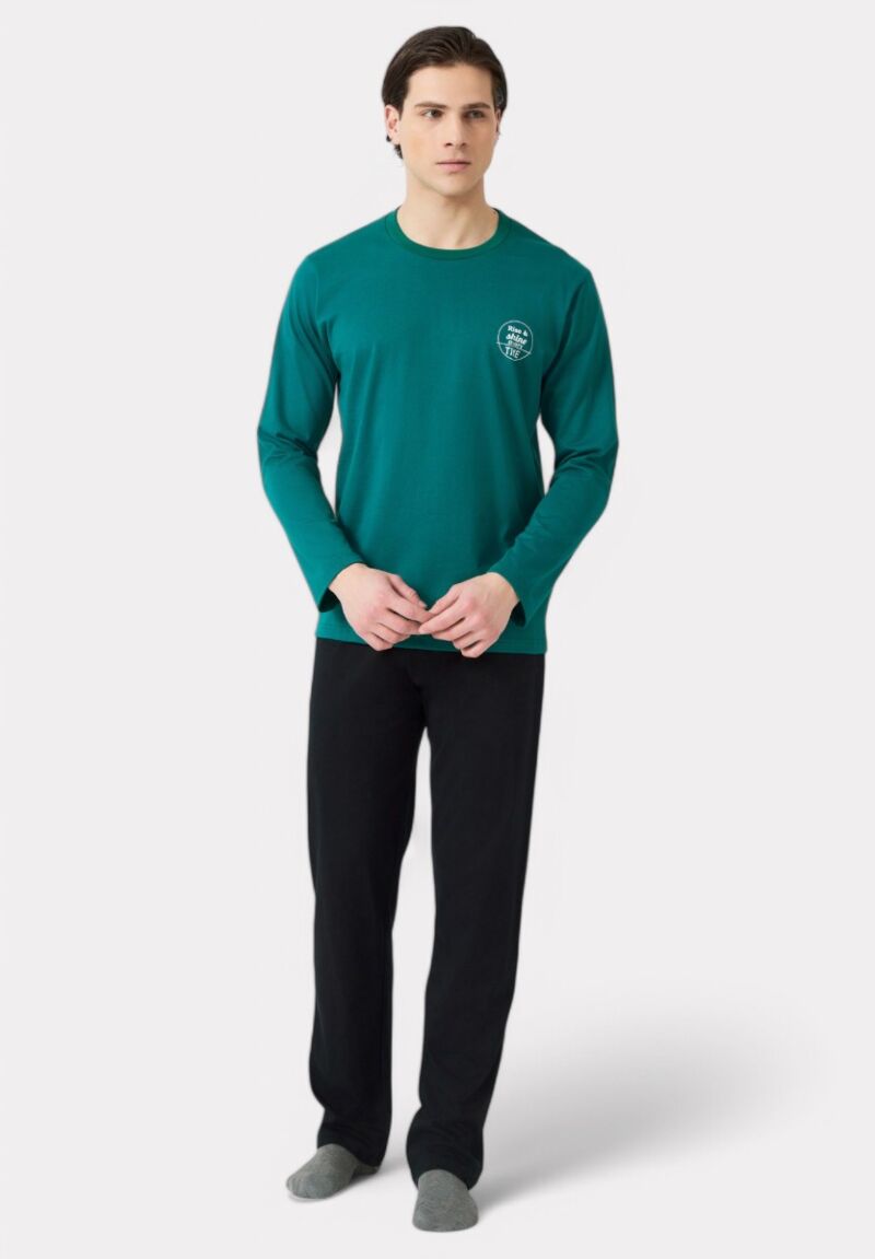 Πιτζάμα Ανδρική Bαμβακερή Minerva Shine Green Alpine