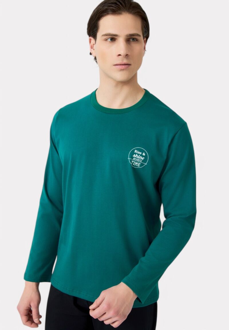 Πιτζάμα Ανδρική Bαμβακερή Minerva Shine Green Alpine