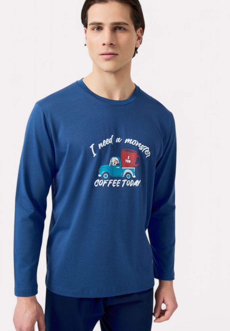 Πιτζάμα Ανδρική Bαμβακερή Minerva Coffee Raf