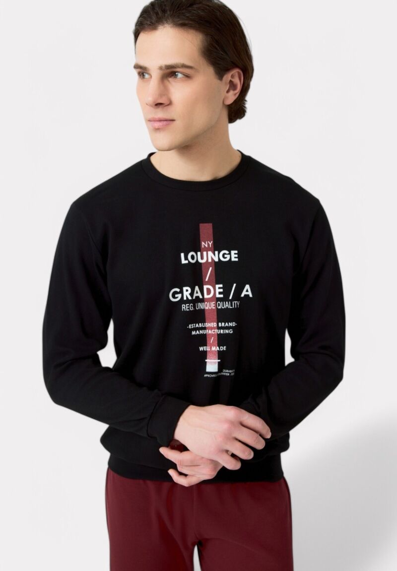 Πιτζάμα Ανδρική Bαμβακερή Minerva Grade Black