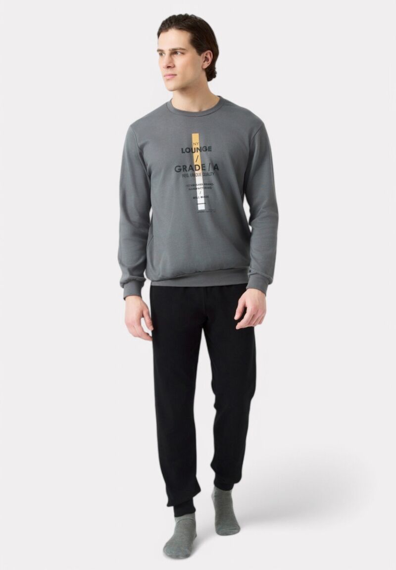 Πιτζάμα Ανδρική Bαμβακερή Minerva Grade Grey