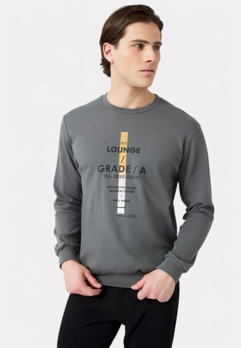 Πιτζάμα Ανδρική Bαμβακερή Minerva Grade Grey