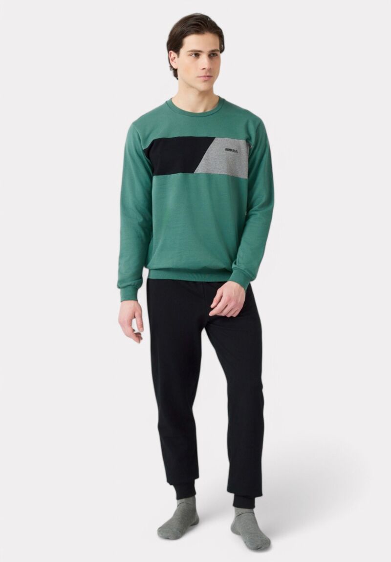 Πιτζάμα Ανδρική Minerva Color Blocks Φούτερ Khaki