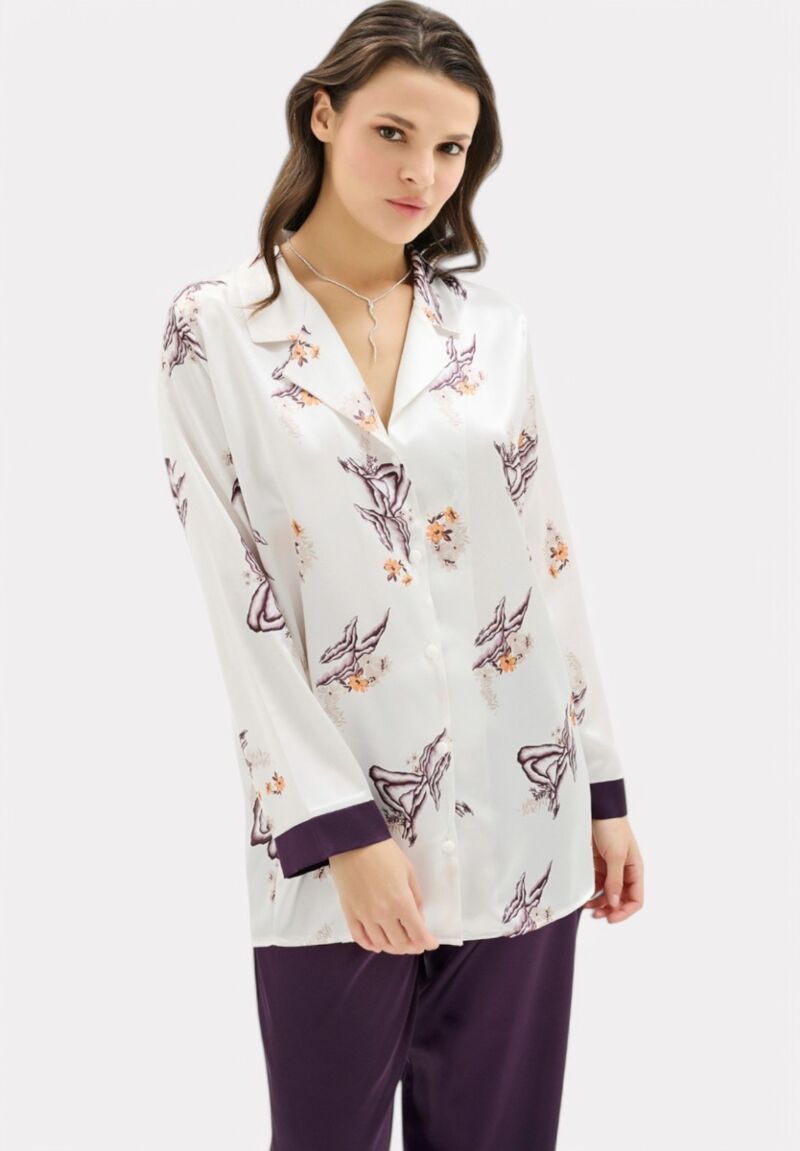 Πιτζάμα γυναικεία Satin Moongirl Deep Purple