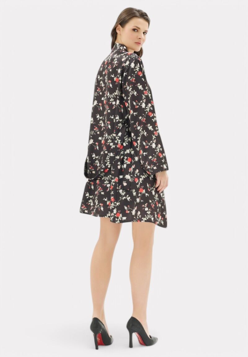 Σετ Ρόμπα - Νυχτικό σατέν Moongirl Black Floral