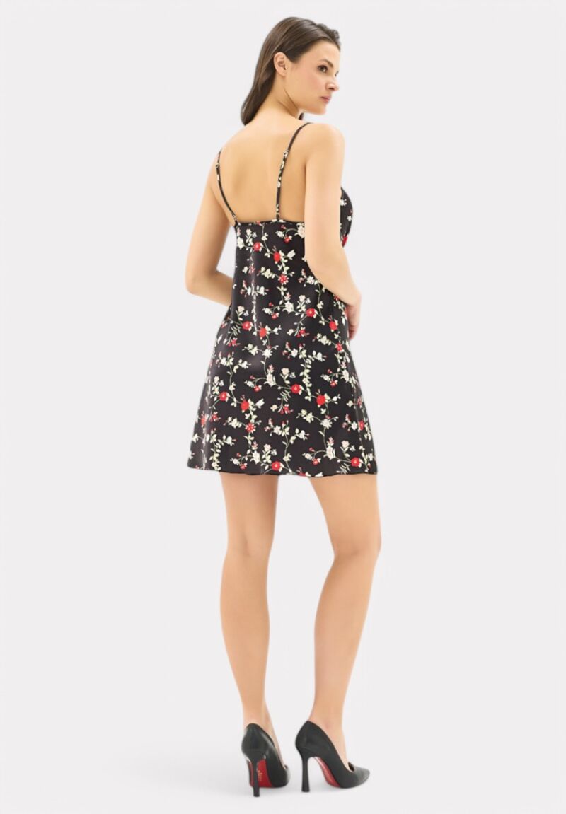 Σατέν Νυχτικό με Δαντέλα Moongirl Black Floral