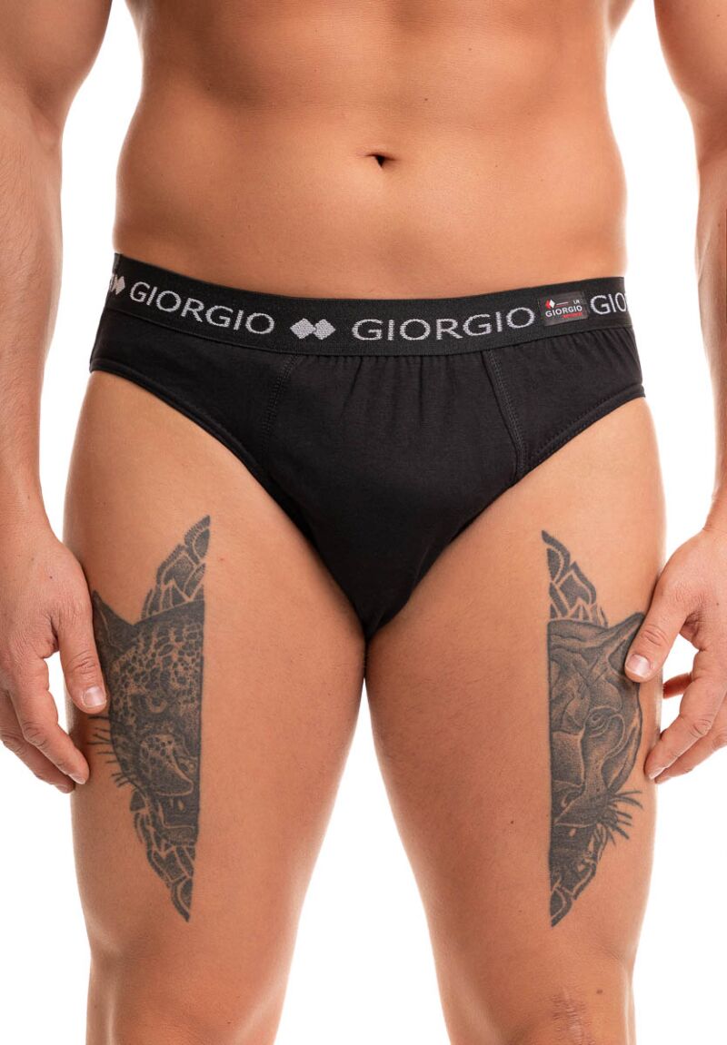 Σλιπ ανδρικό βαμβακερό μαύρο με εξωτερικό χρωματιστό λάστιχο Giorgio