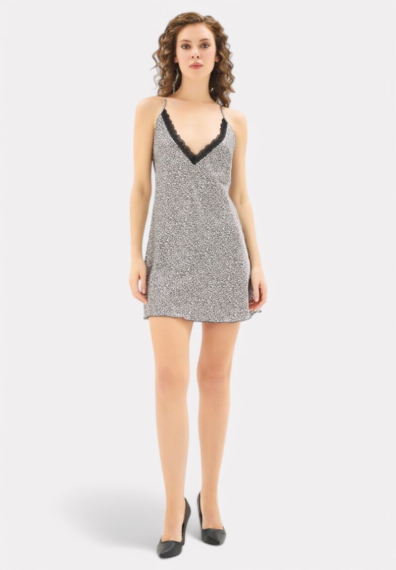 Σατέν Νυχτικό με Δαντέλα Moongirl Leopard Lingerie