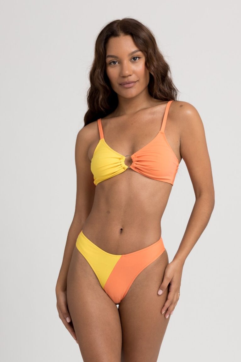 Μαγιό γυναικείο Μπουστάκι με Διακοσμητικό Κρίκο - Πορτοκαλί & Κίτρινο