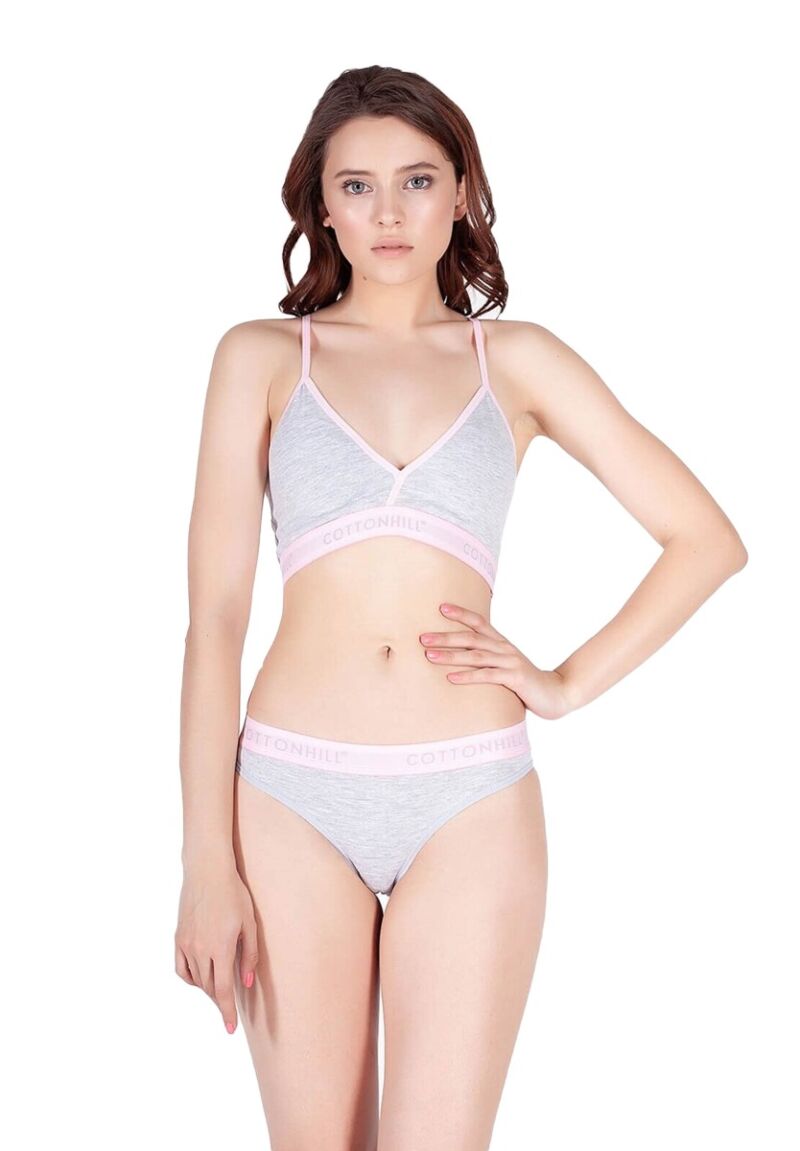Σετ Cottonhill αθλητικό μπουστάκι-σλιπ Grey
