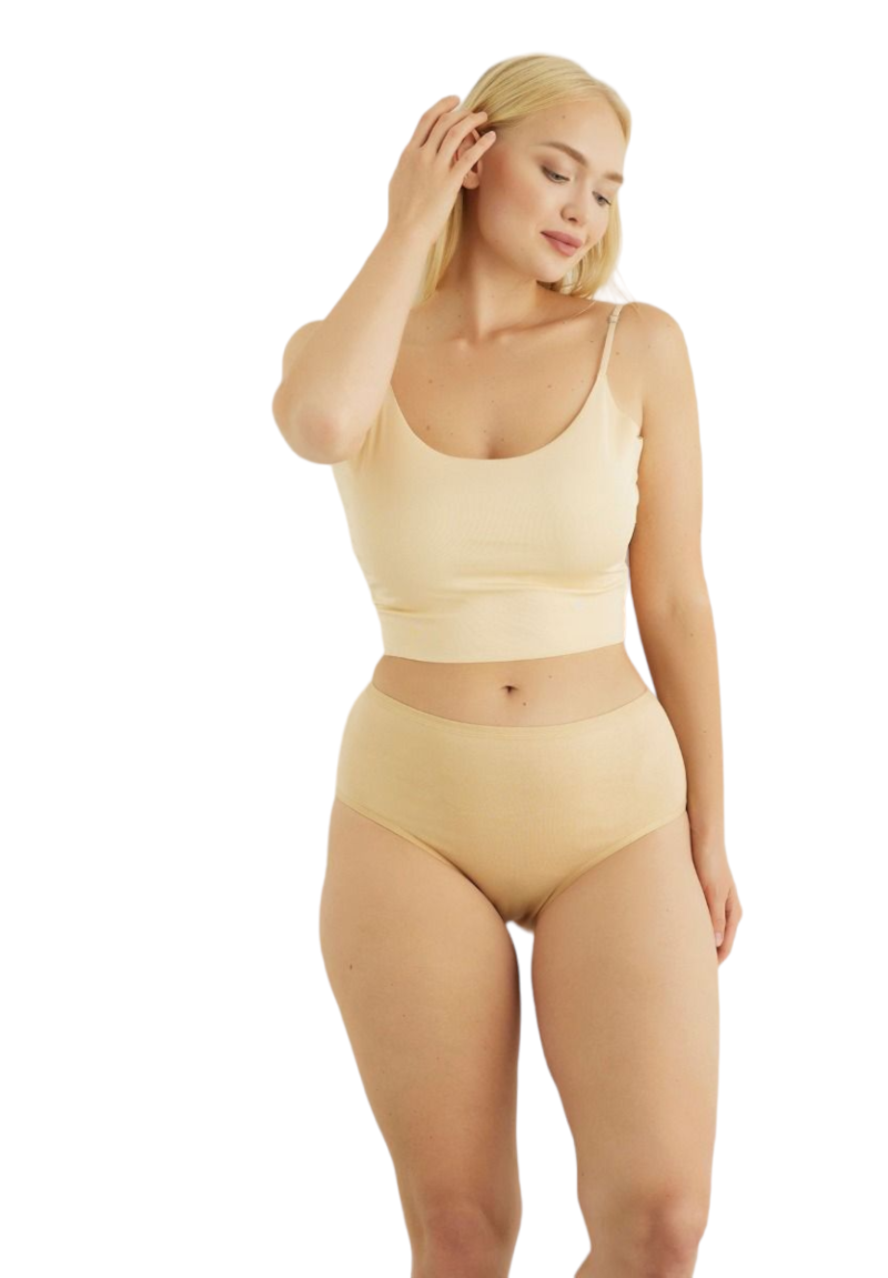 Σλιπ γυναικεία ψηλόμεσα maxi 3/4 Monica Beige 5 Τεμ.