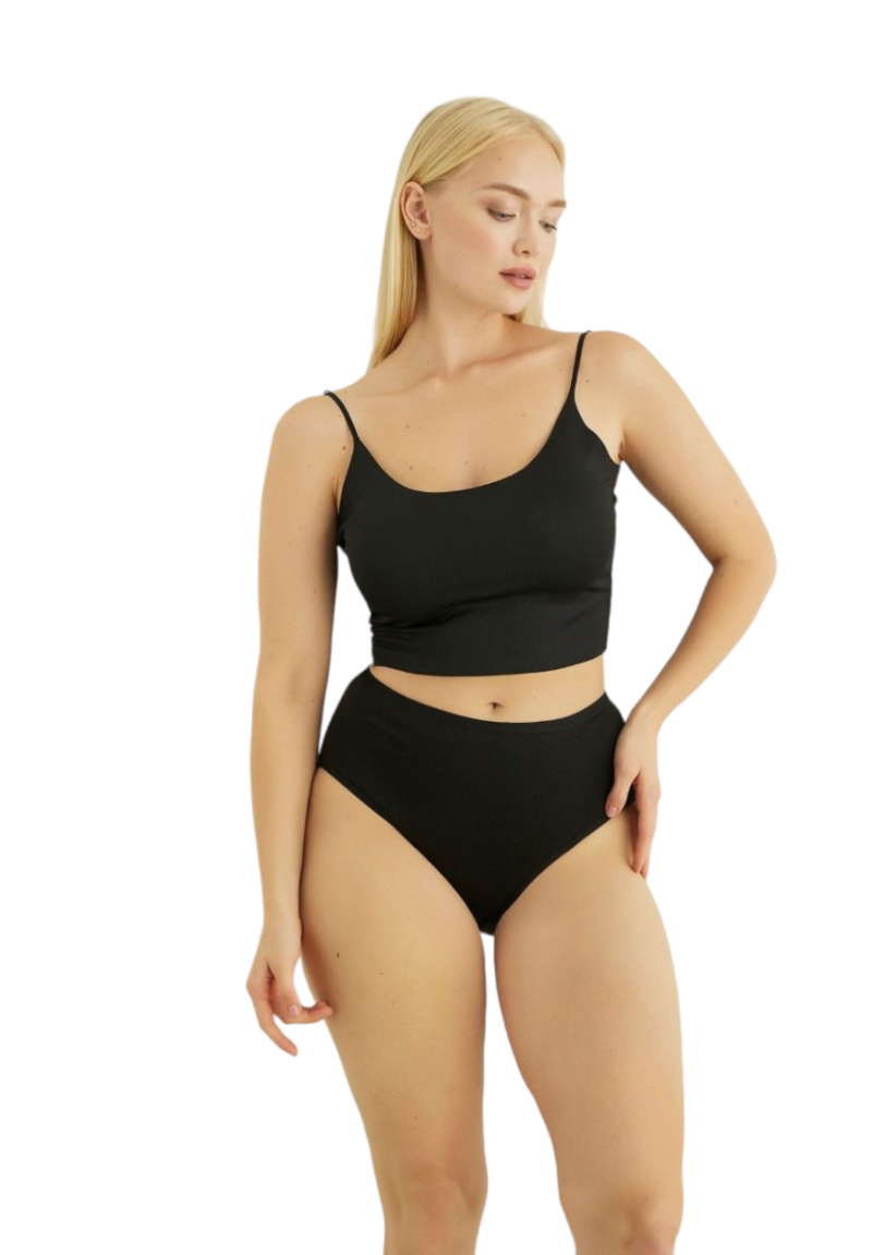 Σλιπ γυναικεία ψηλόμεσα maxi 3/4 Monica Black 5 Τεμ.