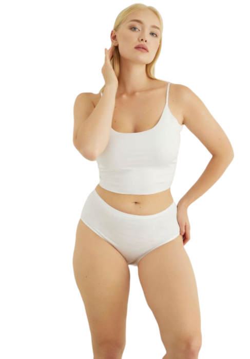 Σλιπ γυναικεία ψηλόμεσα maxi 3/4 Monica White 5 Τεμ.