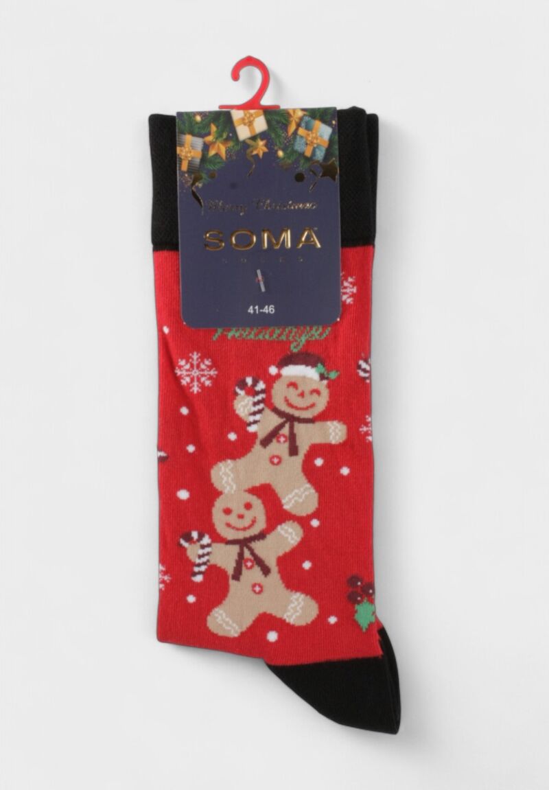 Χριστουγεννιάτικες Κάλτσες Soma Socks "Gingerbread Joy Red" 