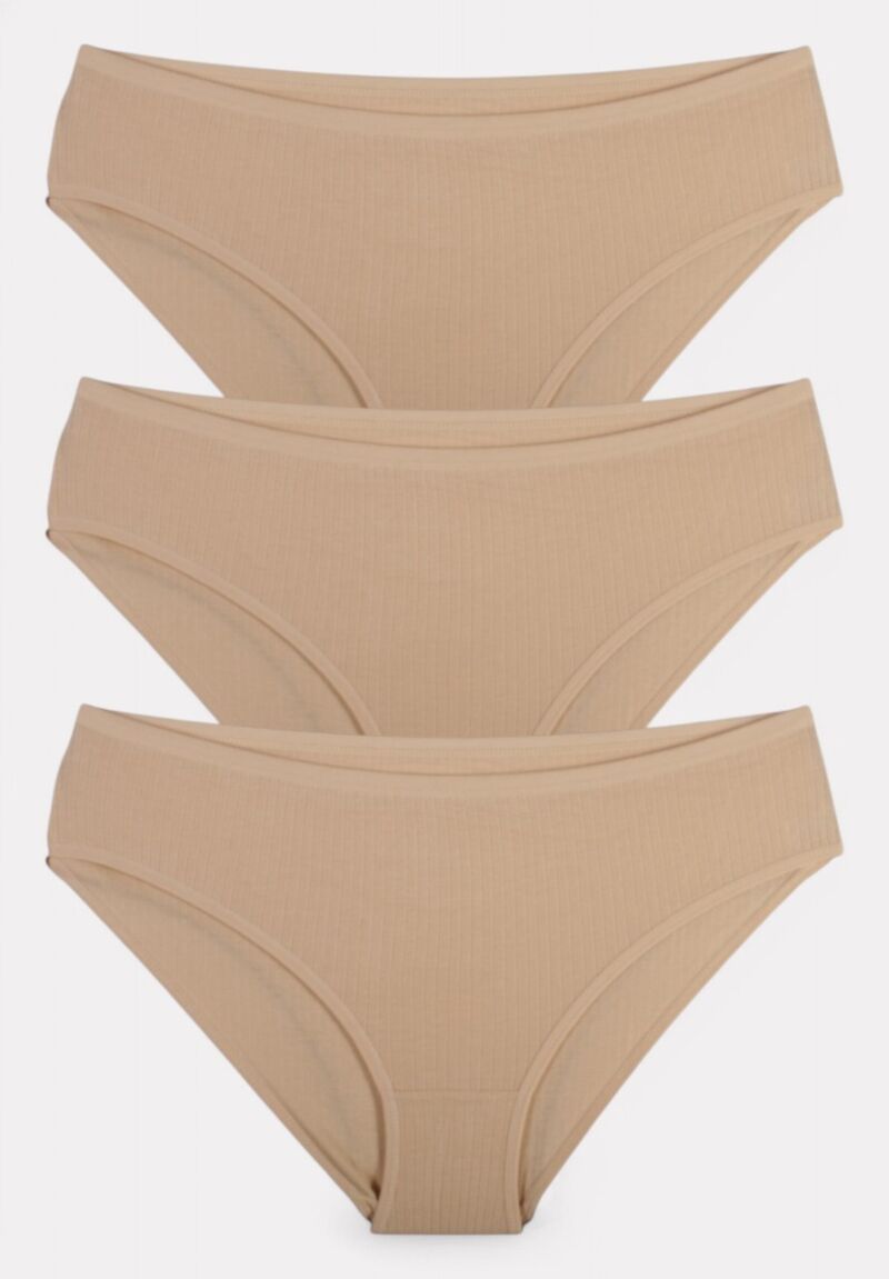 Σλιπ μπεζ Rib σχέδιο από την εταιρεία Berrak - Πακέτο 3 Τεμαχίων