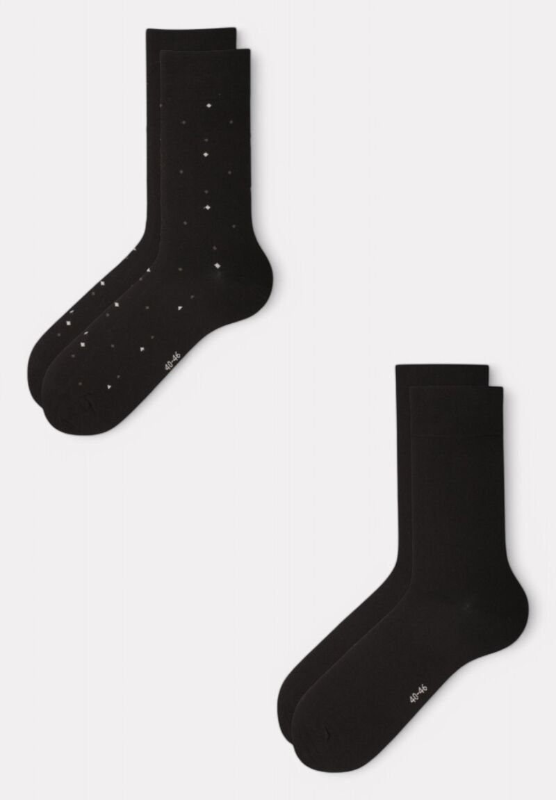 Κάλτσες ανδρικές βαμβακερές Linea D'oro Black Dots  σε οικονομικό πακέτο 2 τεμαχίων