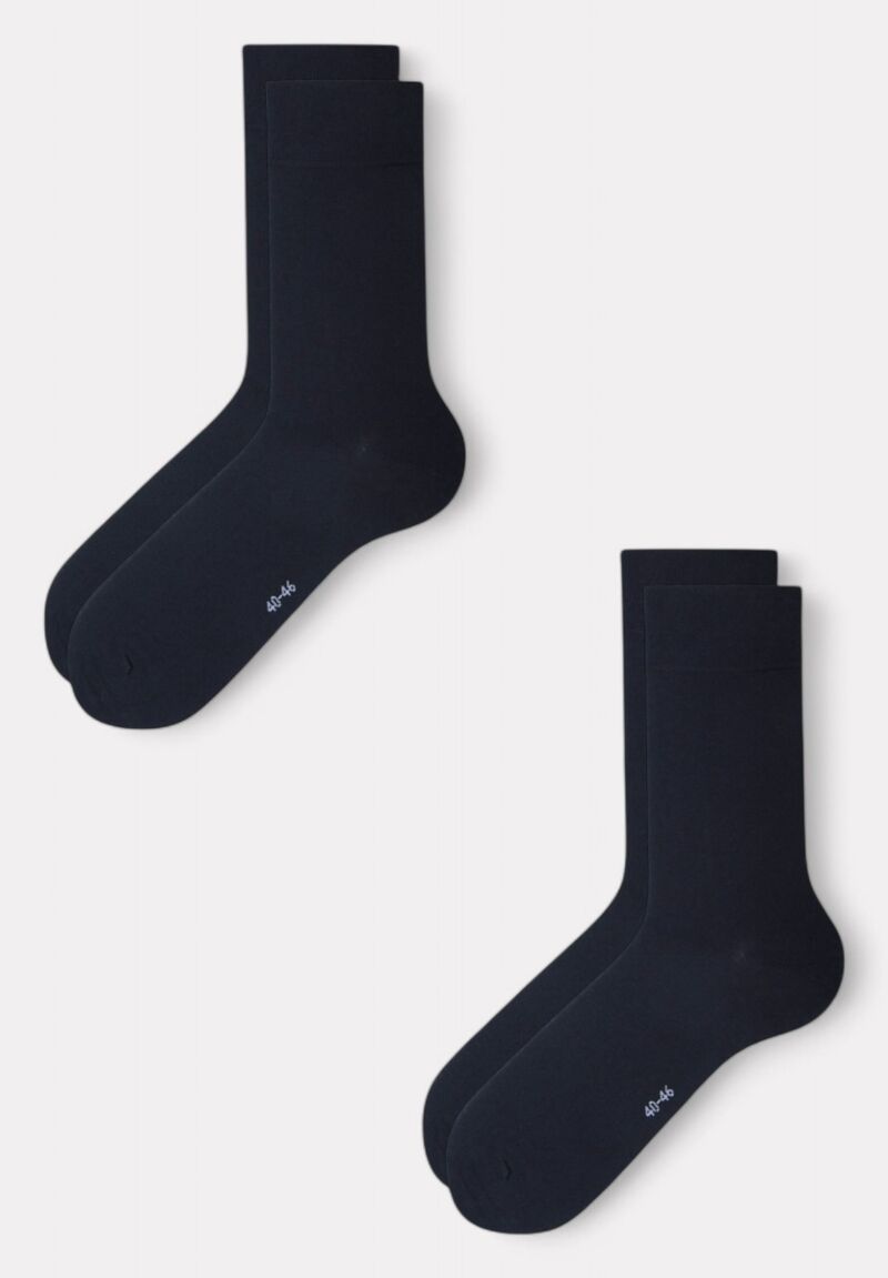 Κάλτσες ανδρικές βαμβακερές Linea D'oro Total Blue σε οικονομικό πακέτο 2 τεμαχίων