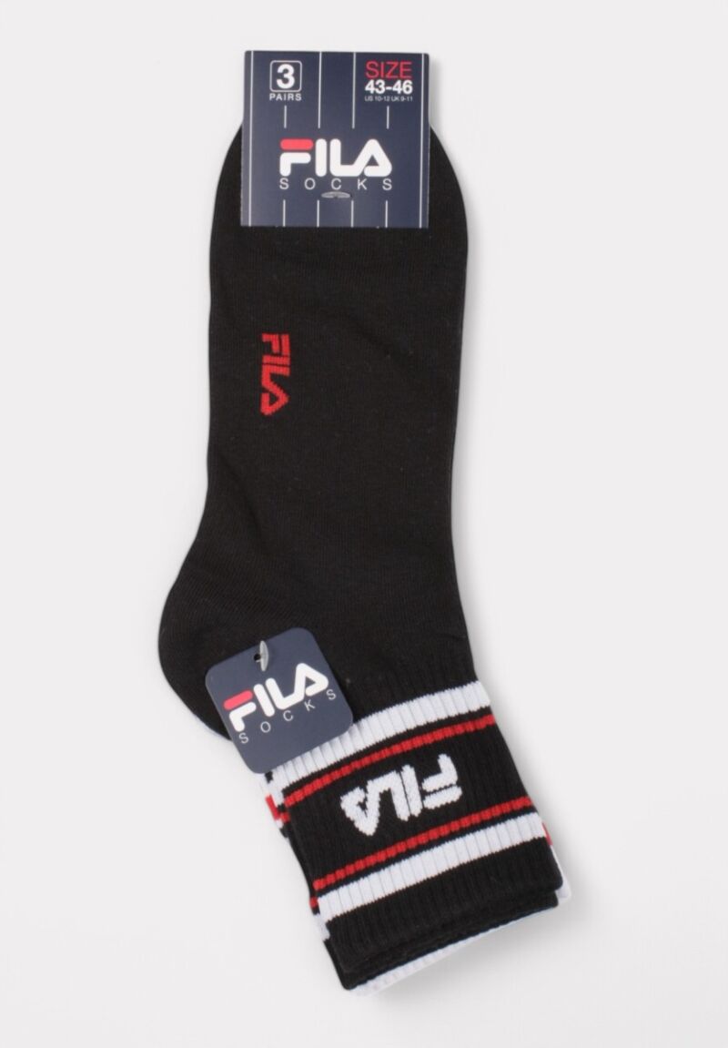  Fila Lifestyle Quarter Socks White/Black 3 τεμάχια