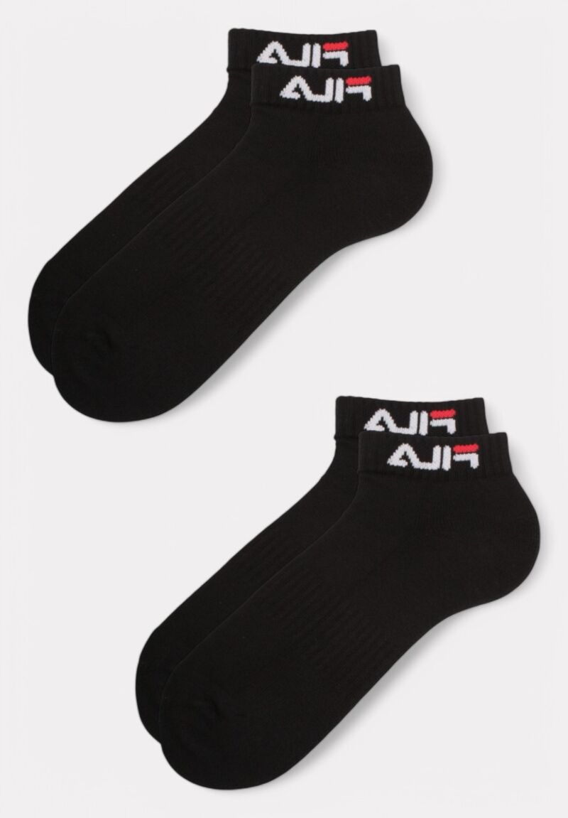 Fila Quarter Plain Half Terryprewsd Unisex Black Socks 2 τεμάχια