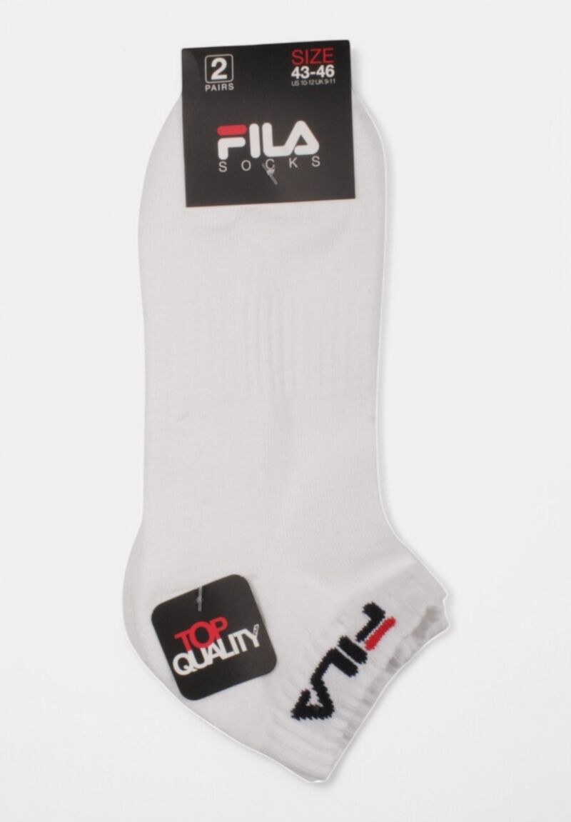 Fila Quarter Plain Half Terryprewsd Unisex White Socks 2 τεμάχια