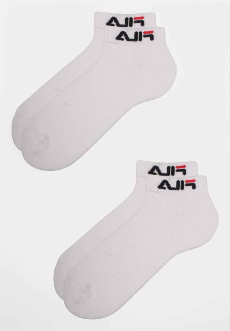 Fila Quarter Plain Half Terryprewsd Unisex White Socks 2 τεμάχια