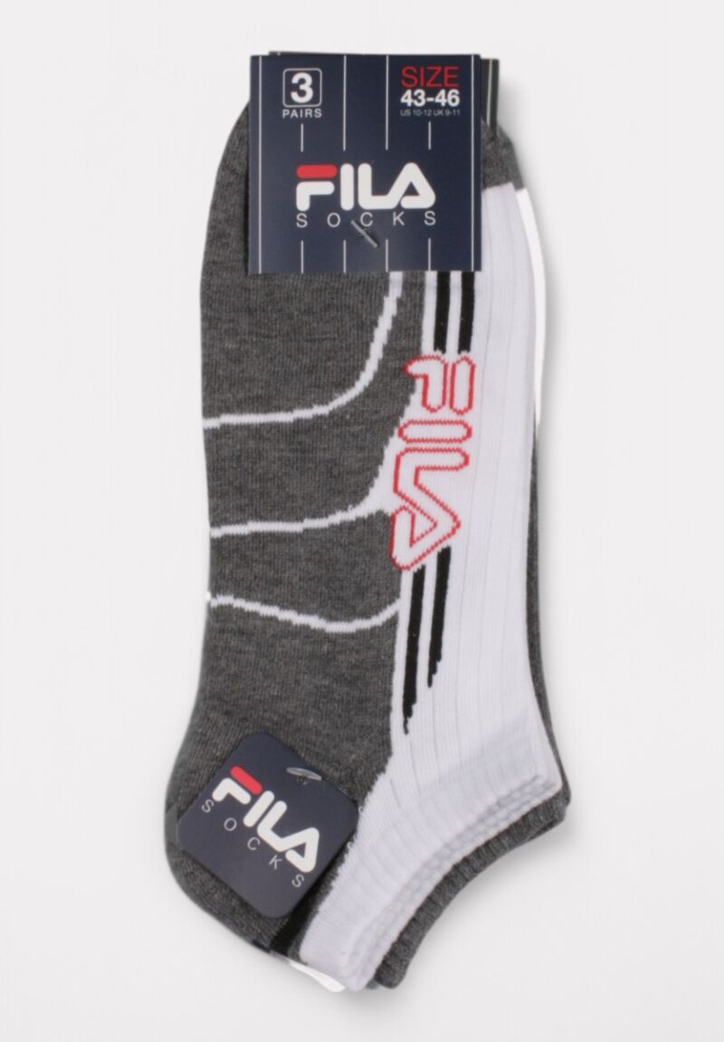  Fila Invisible Socks White/Gray/Black