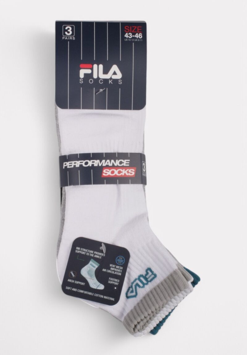 Fila Fitness Quarter Half Terry Socks White/Grey