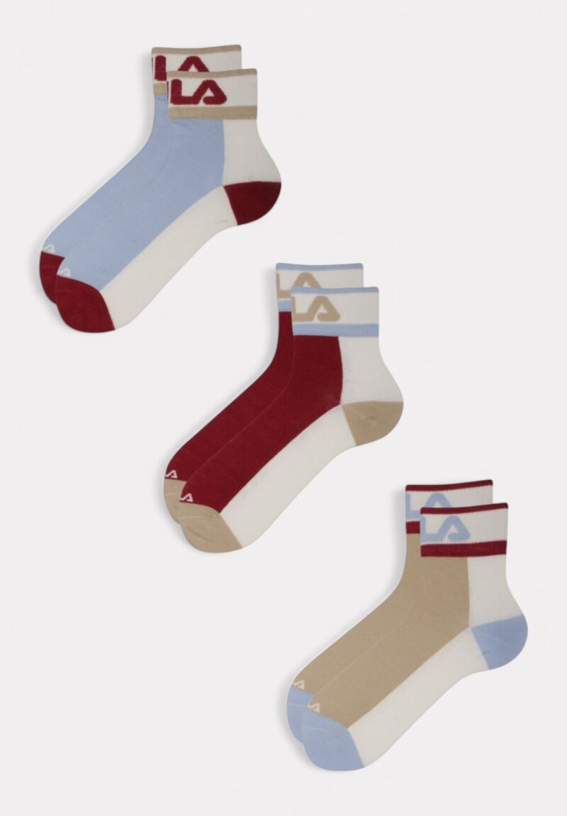 Fila Quarter Socks F3614 Wine Cream- 3 τεμάχια