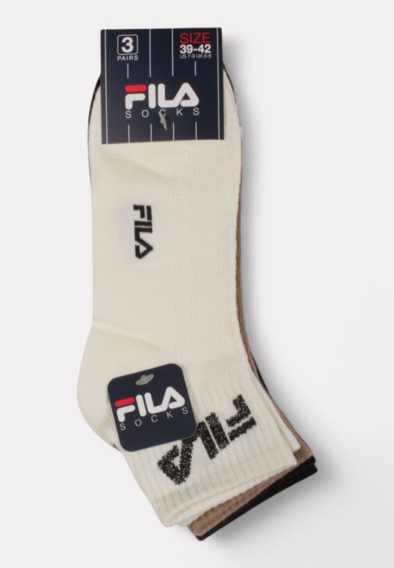 Fila Quarter Socks F6789 Sand Black - 3 τεμάχια