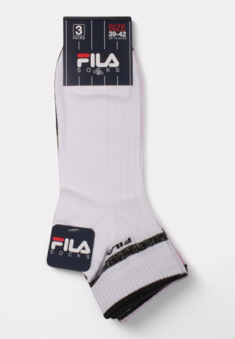 Fila Quarter Socks F6797 White Sweet Pink - 3 τεμάχια