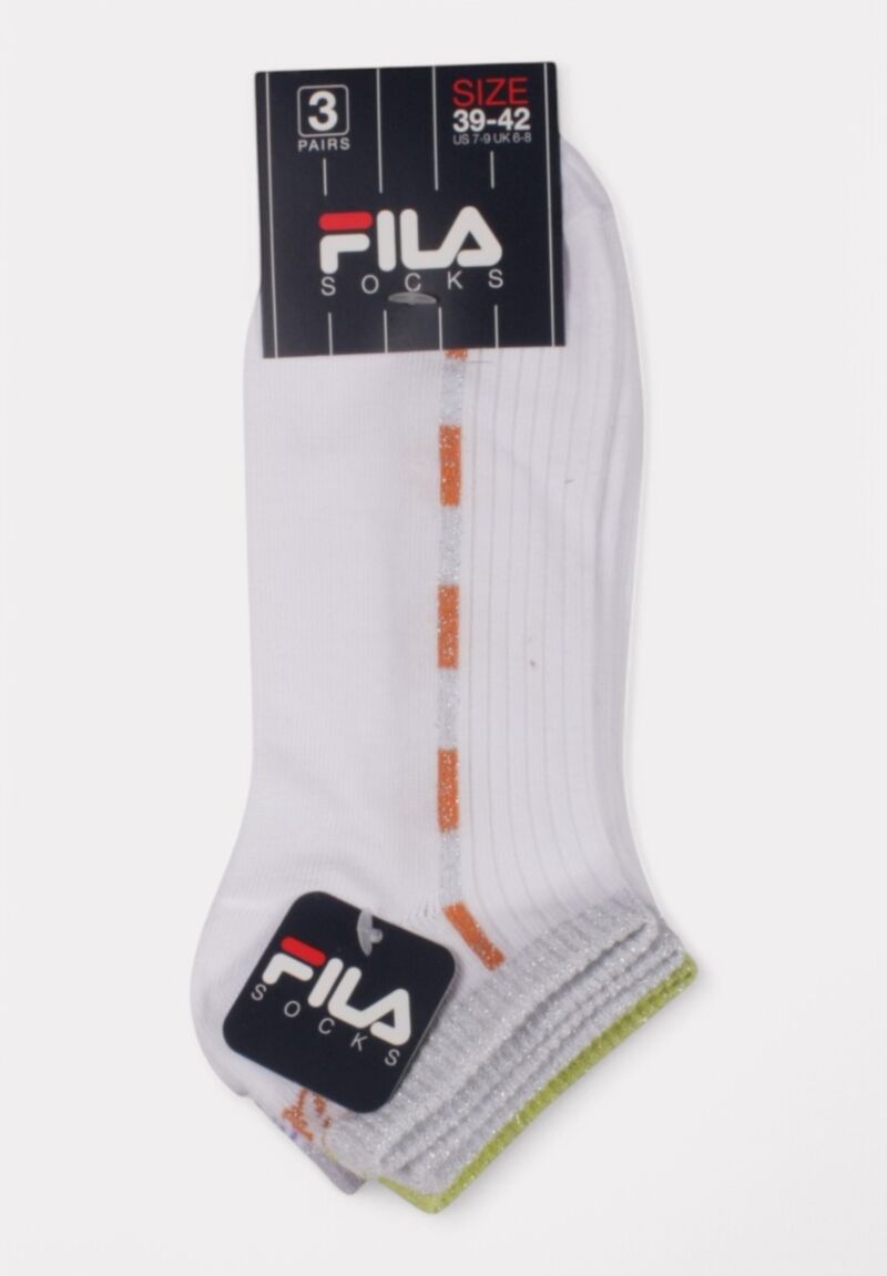 Λευκές Fila Κάλτσες Χρωματιστές Ραφές | Σετ 3 Ζευγάρια