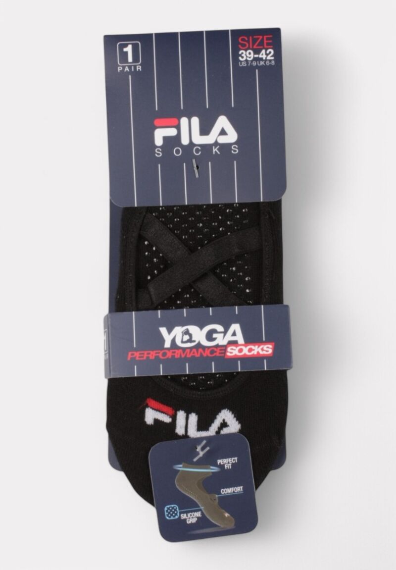 Fila Κάλτσες Yoga & Pilates Μαύρες με Σιλικόνη & Σταυρωτό Λάστιχο